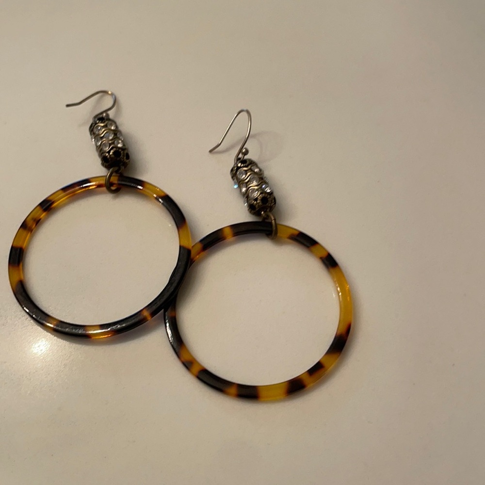 J Crew Tortoise Shell Circle earrings